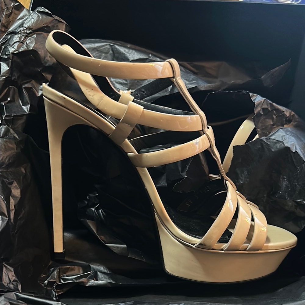 Saint Laurent Cream Stiletto Heels